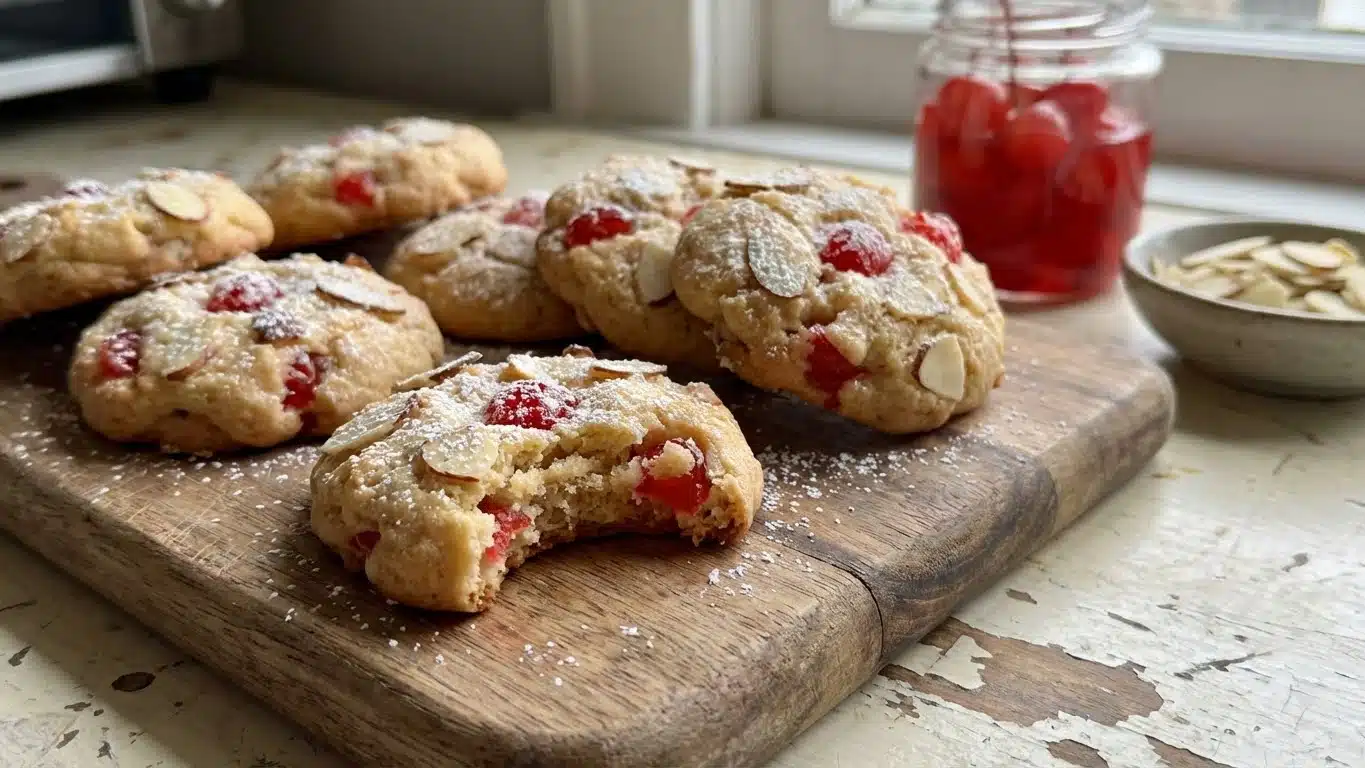 Cherry Almond Cookies with cherries and almonds