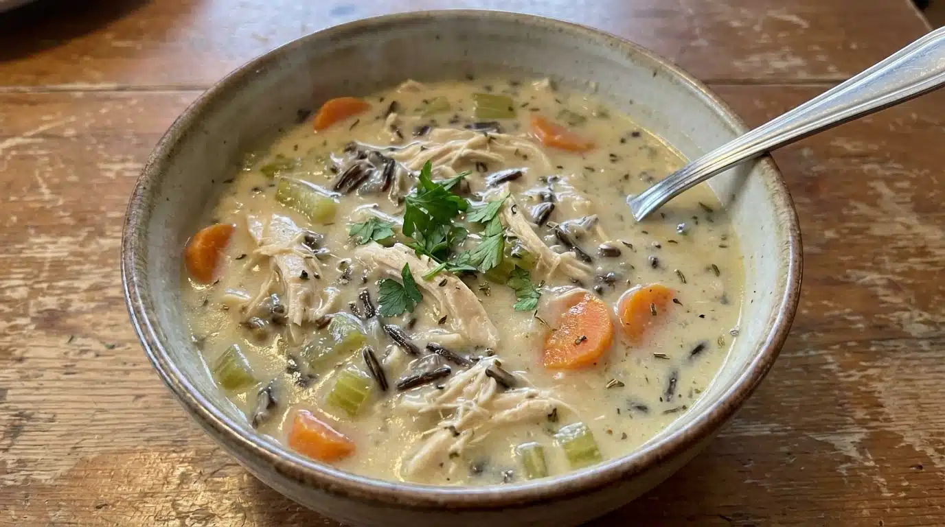Chicken and Wild Rice Soup: Creamy, Hearty & Comforting 2 Chicken and Wild Rice Soup with vegetables