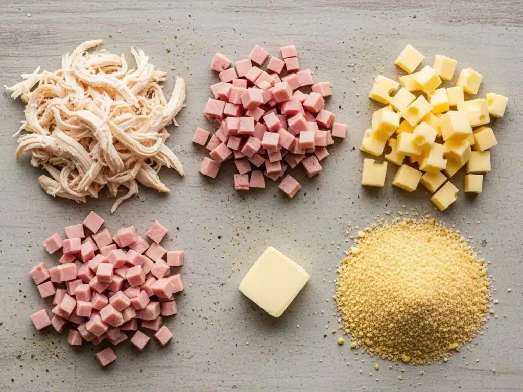 Ingredients for Chicken Cordon Bleu Casserole