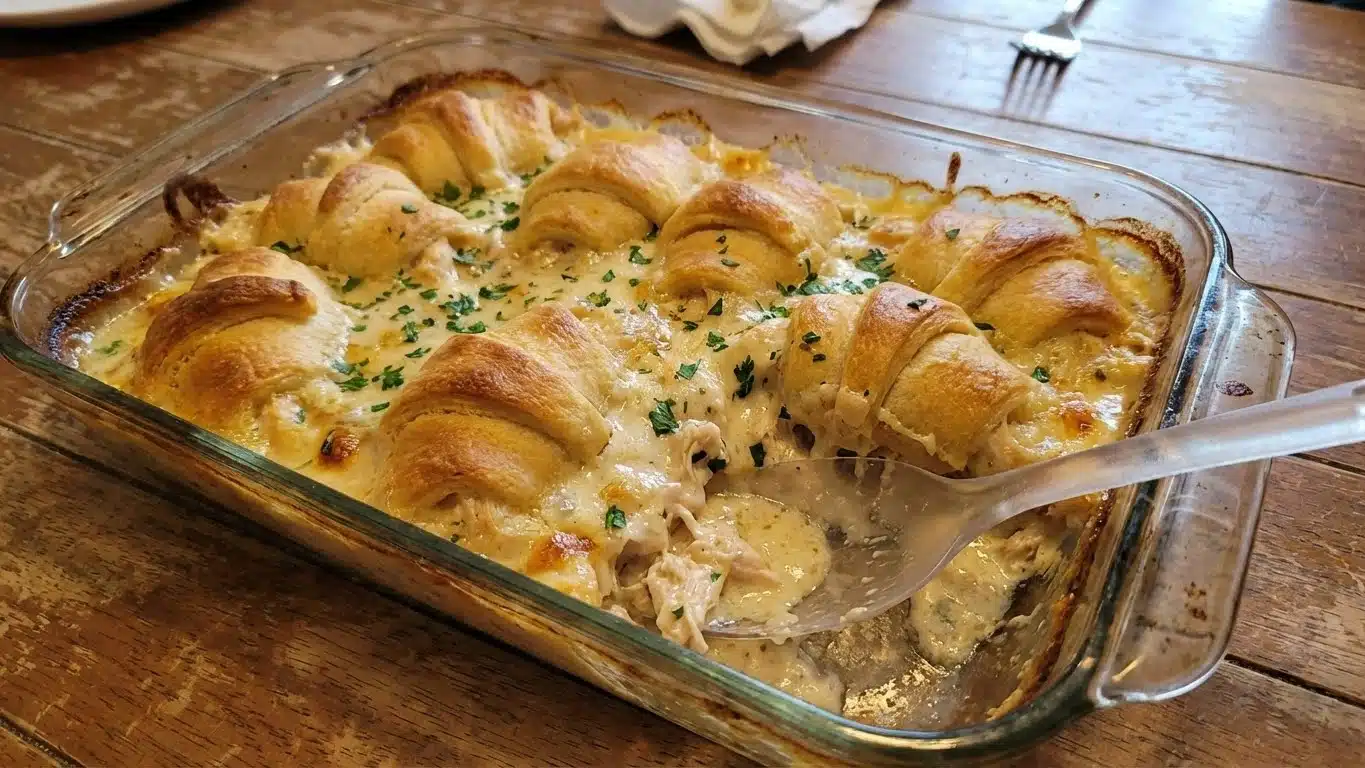 Chicken Crescent Roll Casserole: Creamy, Cheesy & Family-Favorite 2 Chicken Crescent Roll Casserole baked golden