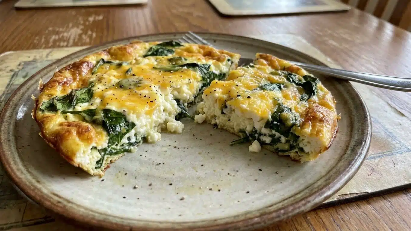 Cottage Cheese and Spinach Crustless Quiche: Light, Creamy & Protein-Packed 2 Cottage Cheese and Spinach Crustless Quiche baked golden