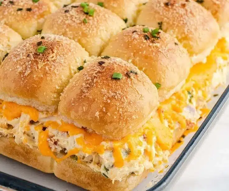 Crack Chicken Sliders 2 Delicious Crack Chicken Sliders served on a platter, ready to enjoy.