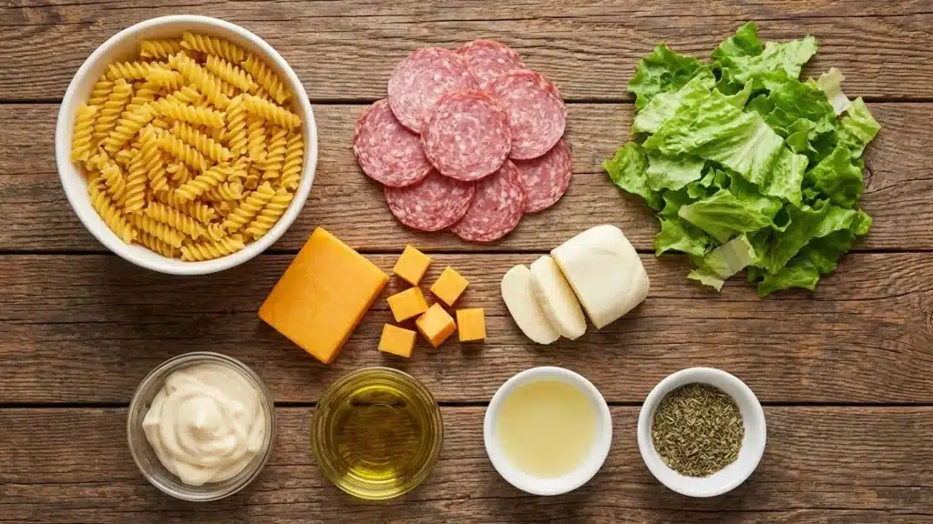 Italian Grinder Pasta Salad: Creamy, Tangy & Bursting with Flavor 3 Ingredients for Italian Grinder Pasta Salad