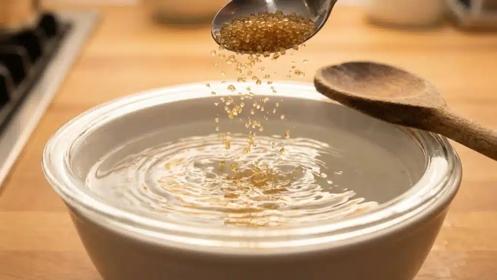 Jello Diet Recipe For Weight Loss: Simple Guide to Appetite Control Without False Promises 4 Sprinkling unflavored gelatin powder into cold water for jello diet recipe blooming