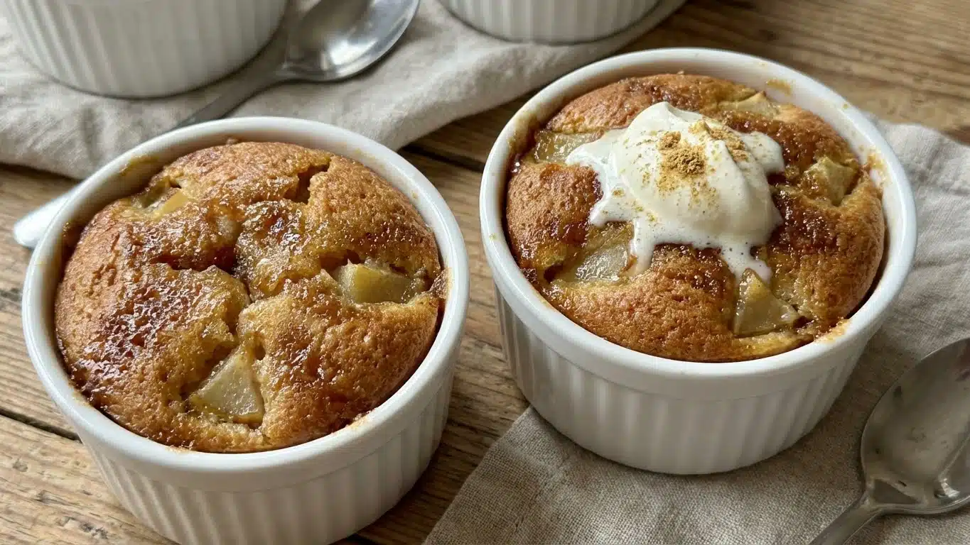 Pear and Ginger Pudding Cakes: Warm, Spiced & Comforting 2 Pear and Ginger Pudding Cakes with whipped cream