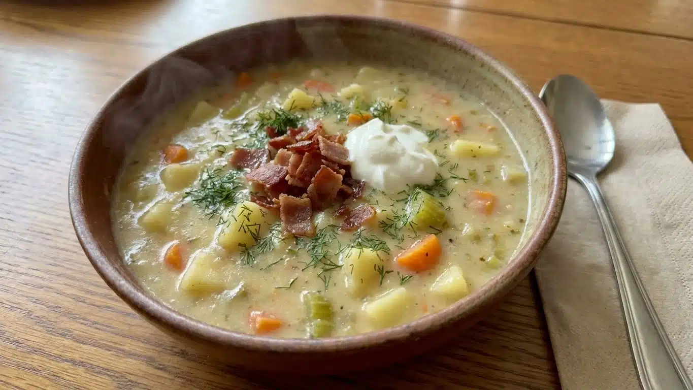 Polish Potato Soup (Zupa Ziemniaczana): Creamy, Hearty & Comforting 2 Polish Potato Soup with bacon and dill