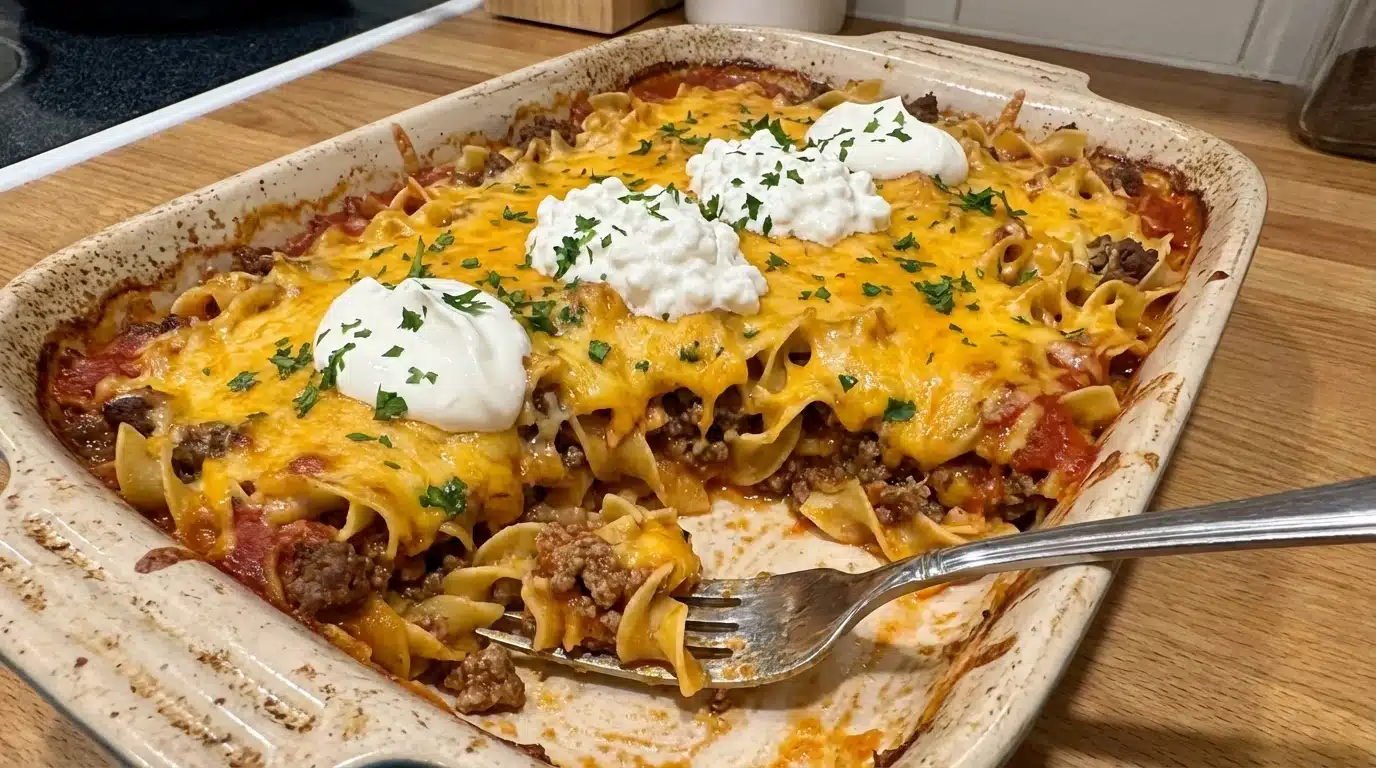 Poor Man’s Husband Casserole in baking dish