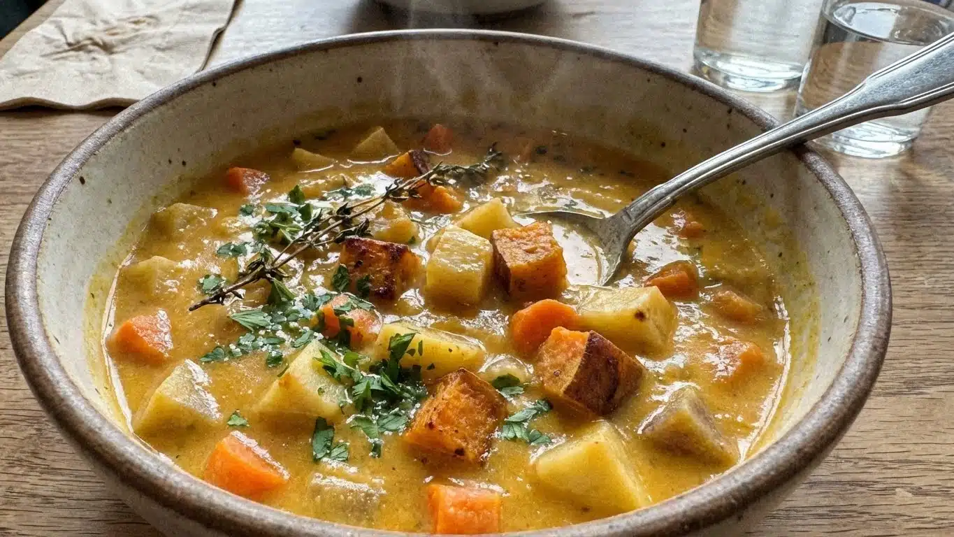 Roasted Root Vegetable Chowder: Cozy, Creamy & Full of Flavor 2 Roasting root vegetables for chowder