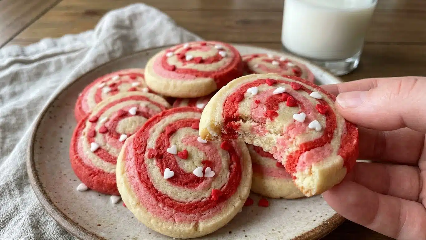Valentine’s Day Swirl Cookies: Sweet, Colorful & Buttery Soft 2 Valentine’s Day Swirl Cookies pink and white