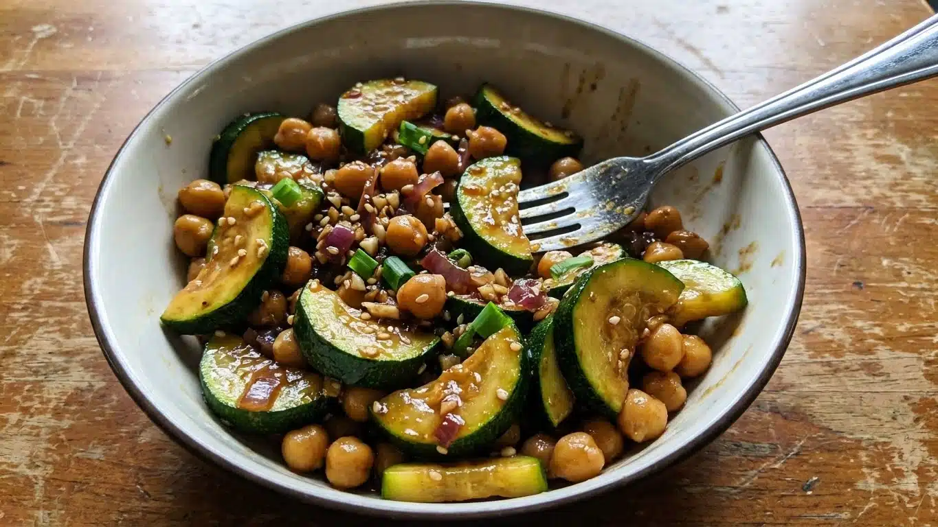 Zucchini Chickpea Stir Fry in skillet