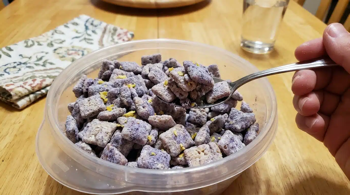 Blueberry Lemon Cheesecake Puppy Chow