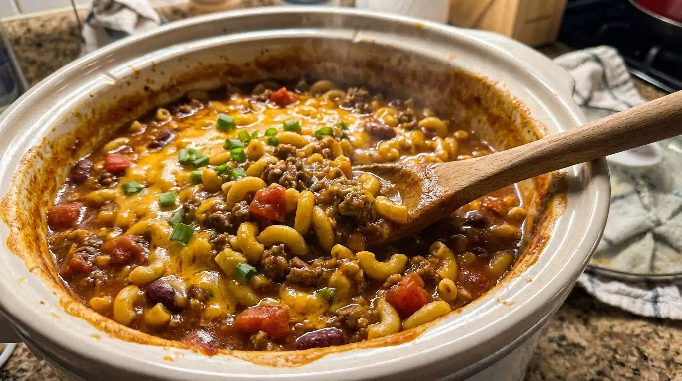 Crockpot Chili Mac and Cheese