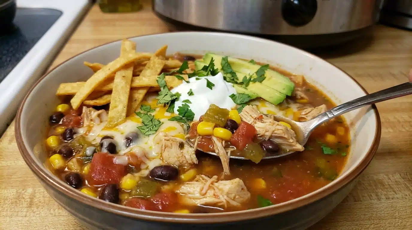 Homemade Crockpot Chicken Tortilla Soup