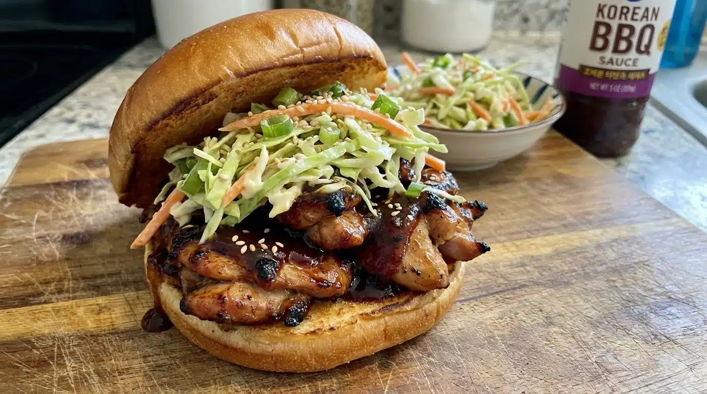 Korean BBQ Chicken Sandwich with Zesty Cabbage Slaw