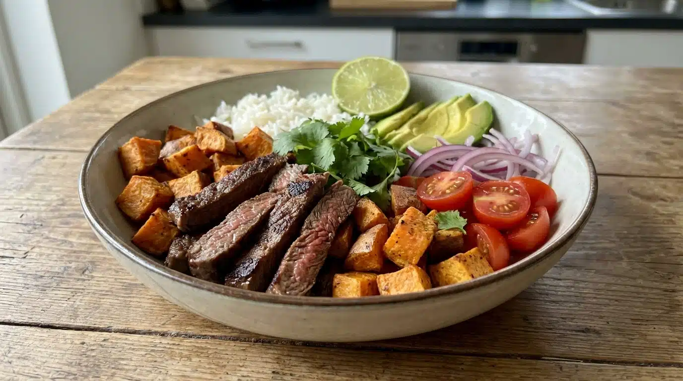 Steak and Sweet Potato Bowls with Avocado