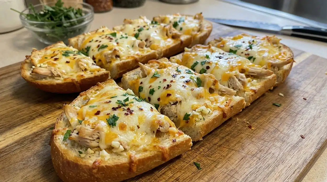 Cheesy Chicken Garlic Bread