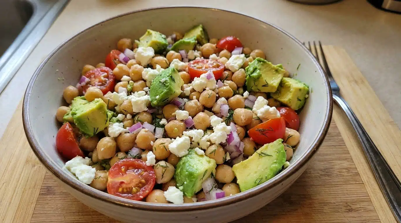 Chickpea Feta Avocado Salad