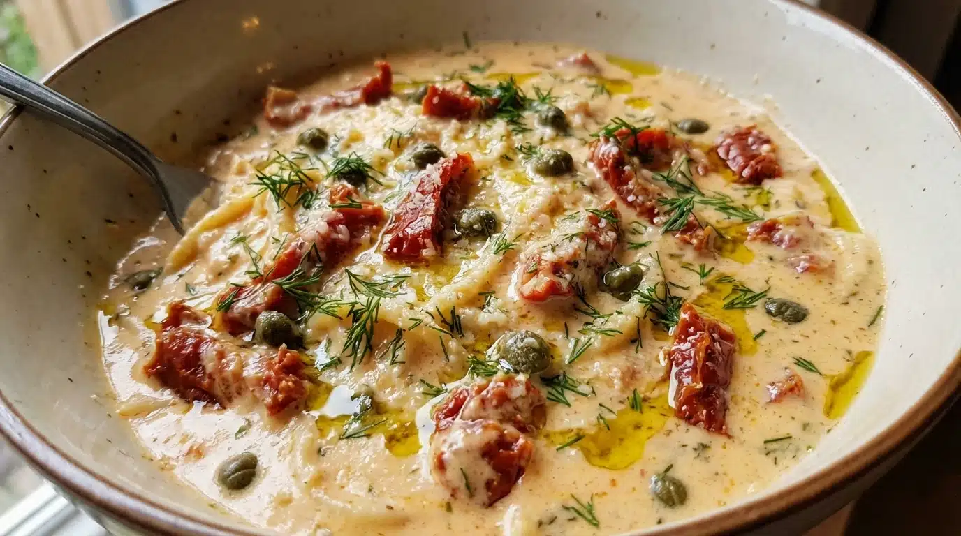 Creamy Sun-dried Tomato Pasta with Capers and Dill
