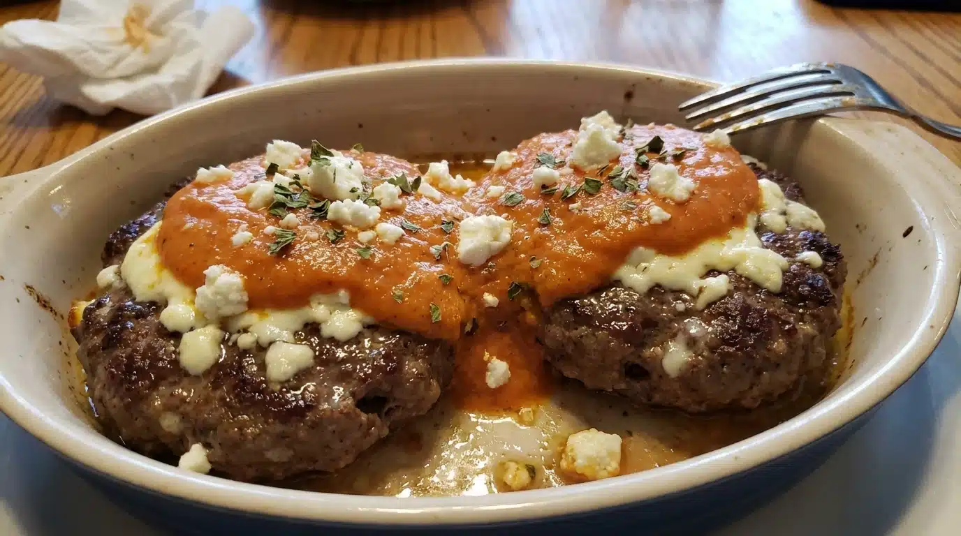 Keto Feta Burgers with Creamy Tomato Sauce