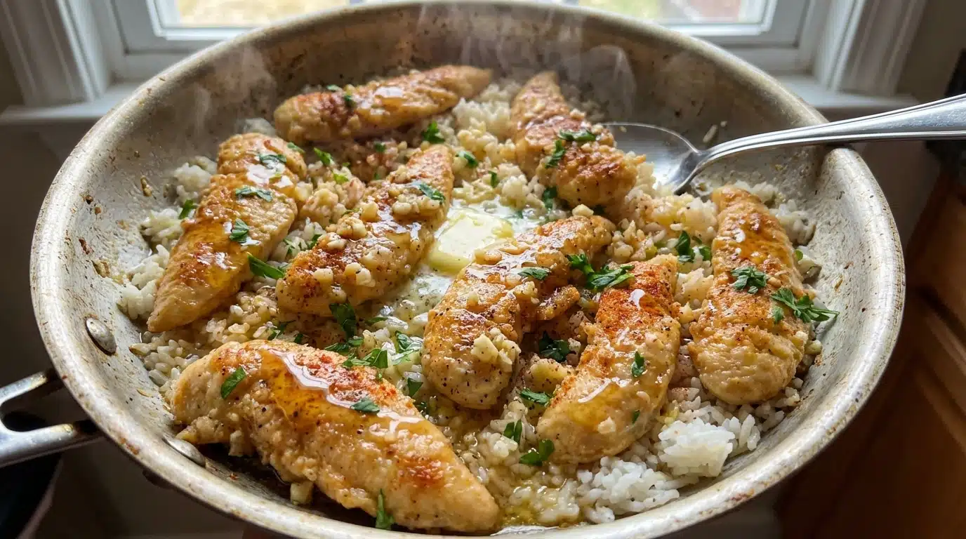 One-Pan Honey Butter Garlic Chicken & Rice