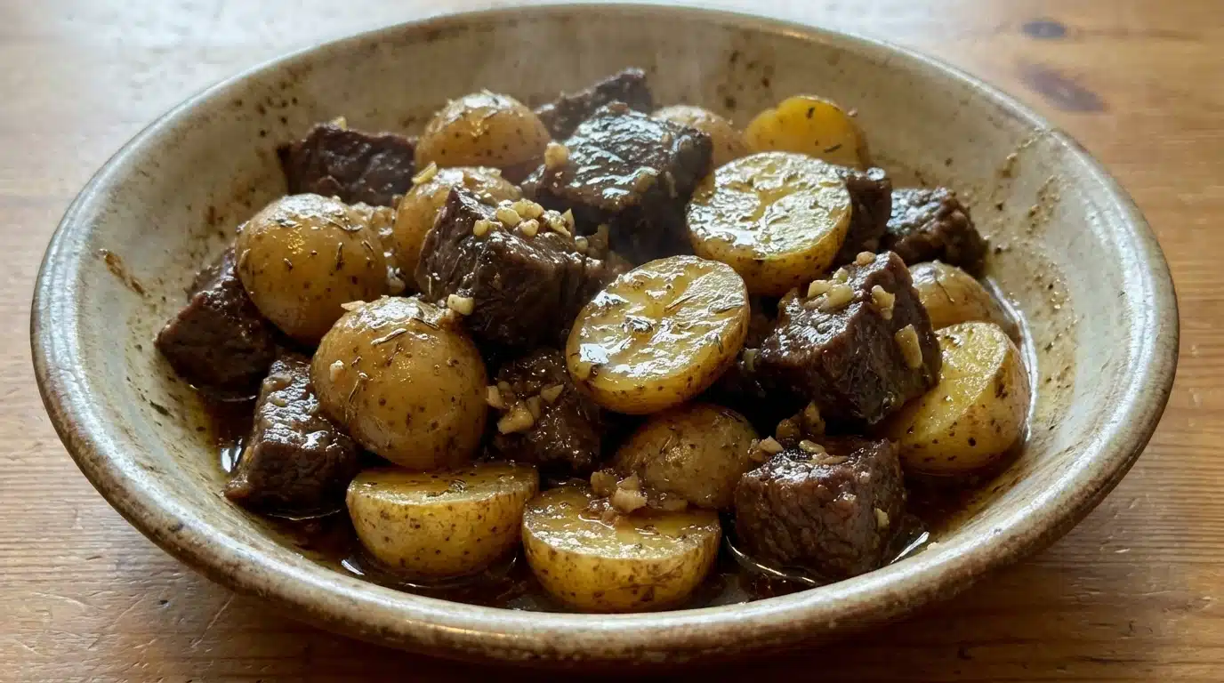 Slow Cooker Garlic Butter Beef with Potatoes