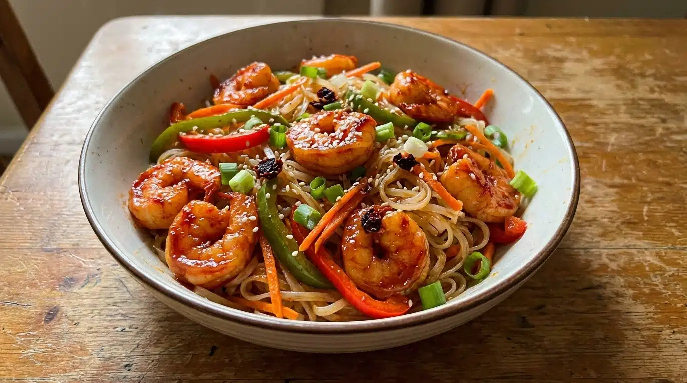 picy Sriracha Shrimp Noodle Bowl
