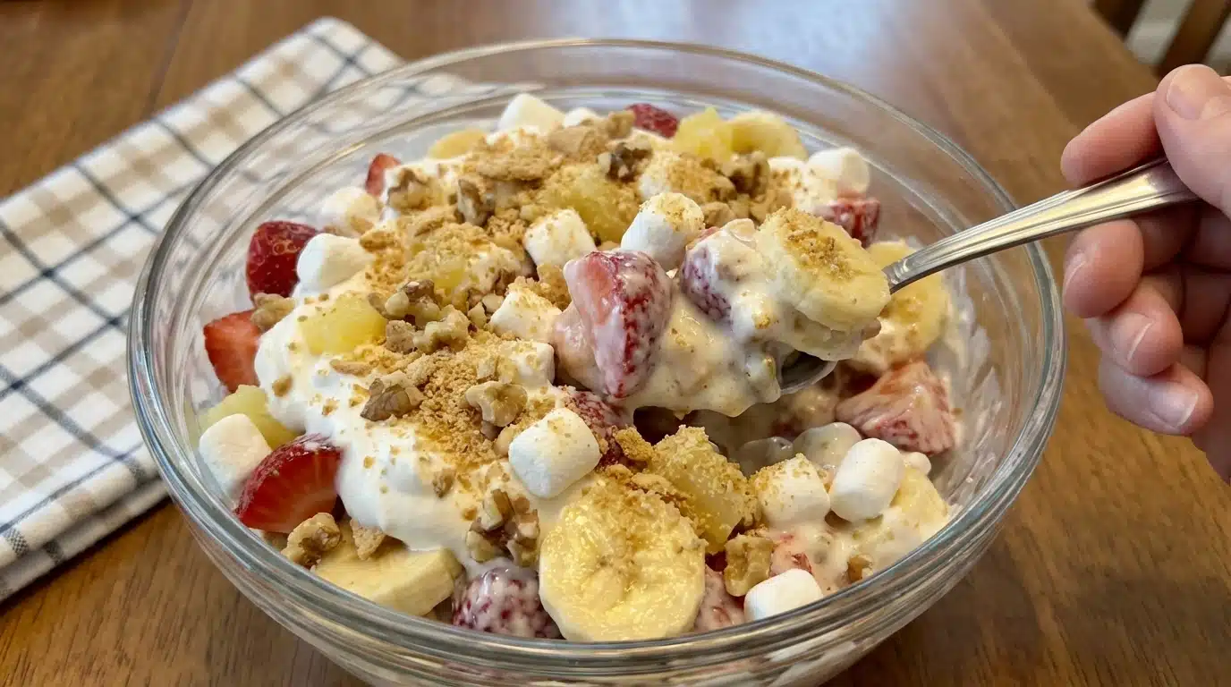Strawberry Banana Crunch Dessert Salad