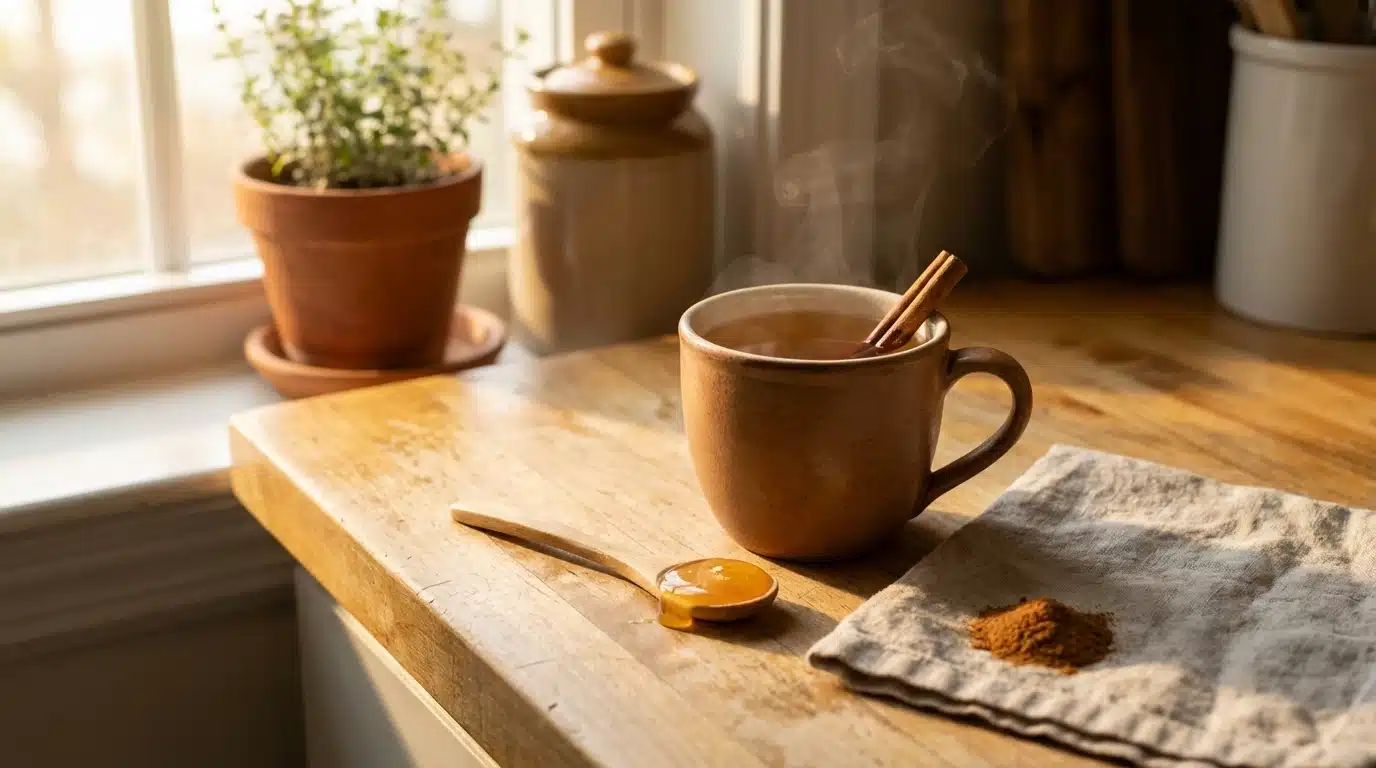 Best Honey Trick for Daily Use: A Simple Morning Ritual 1 A steaming mug of best honey trick for daily use on a counter.