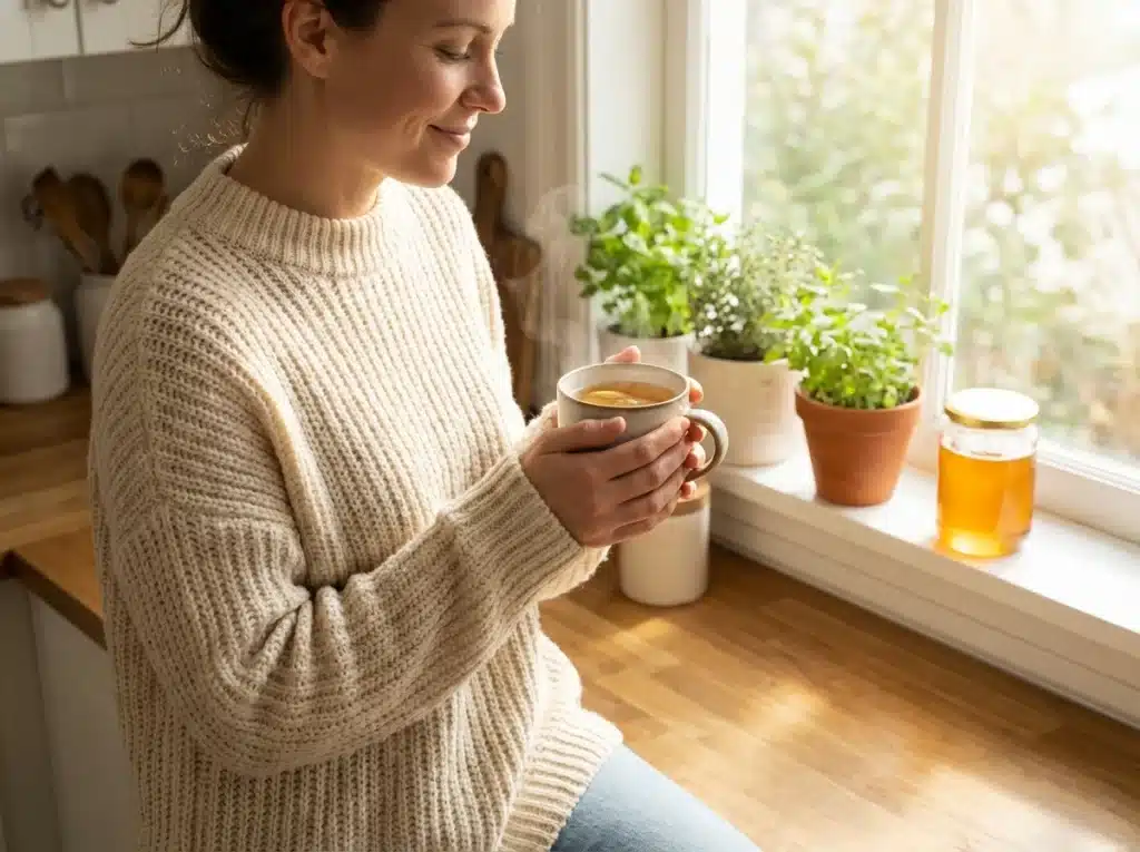 Serving honey morning drink recipe in a cozy morning setting