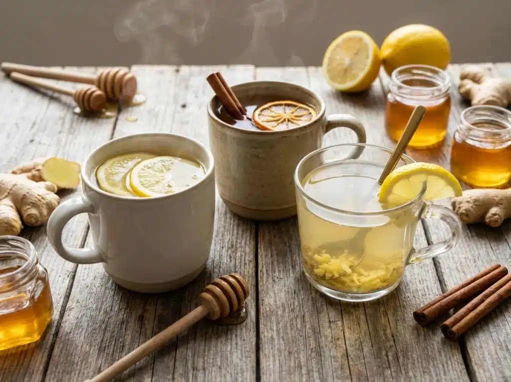 Honey morning drink recipe variations with lemon cinnamon and ginger