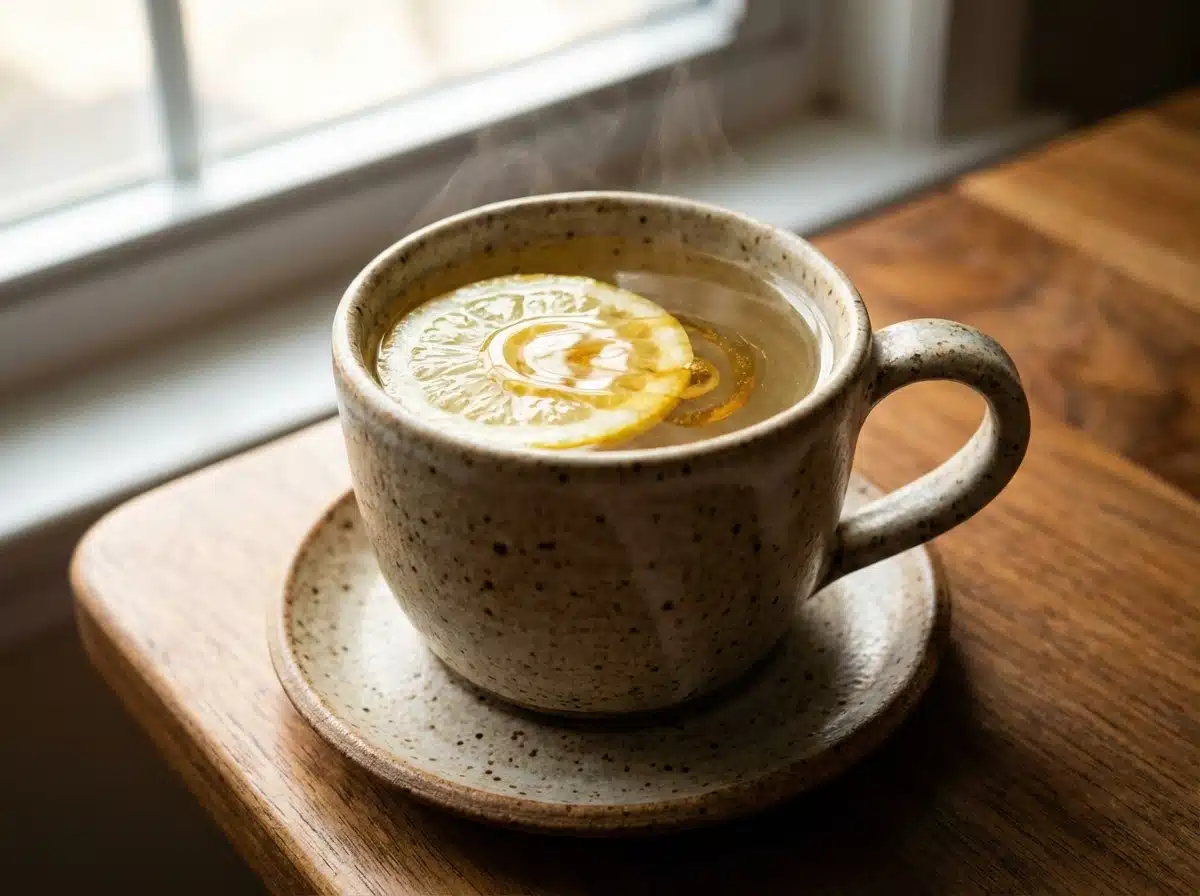 Honey Health Recipes: Delicious Ways to Use Honey Every Day 2 A perfectly styled mug of honey lemon water for honey health recipes.