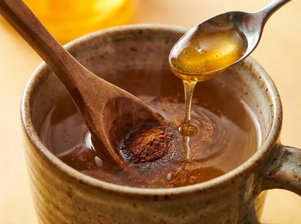 Best Honey Trick for Daily Use: A Simple Morning Ritual 6 Stirring raw honey and cinnamon into warm water for the best honey trick for daily use.
