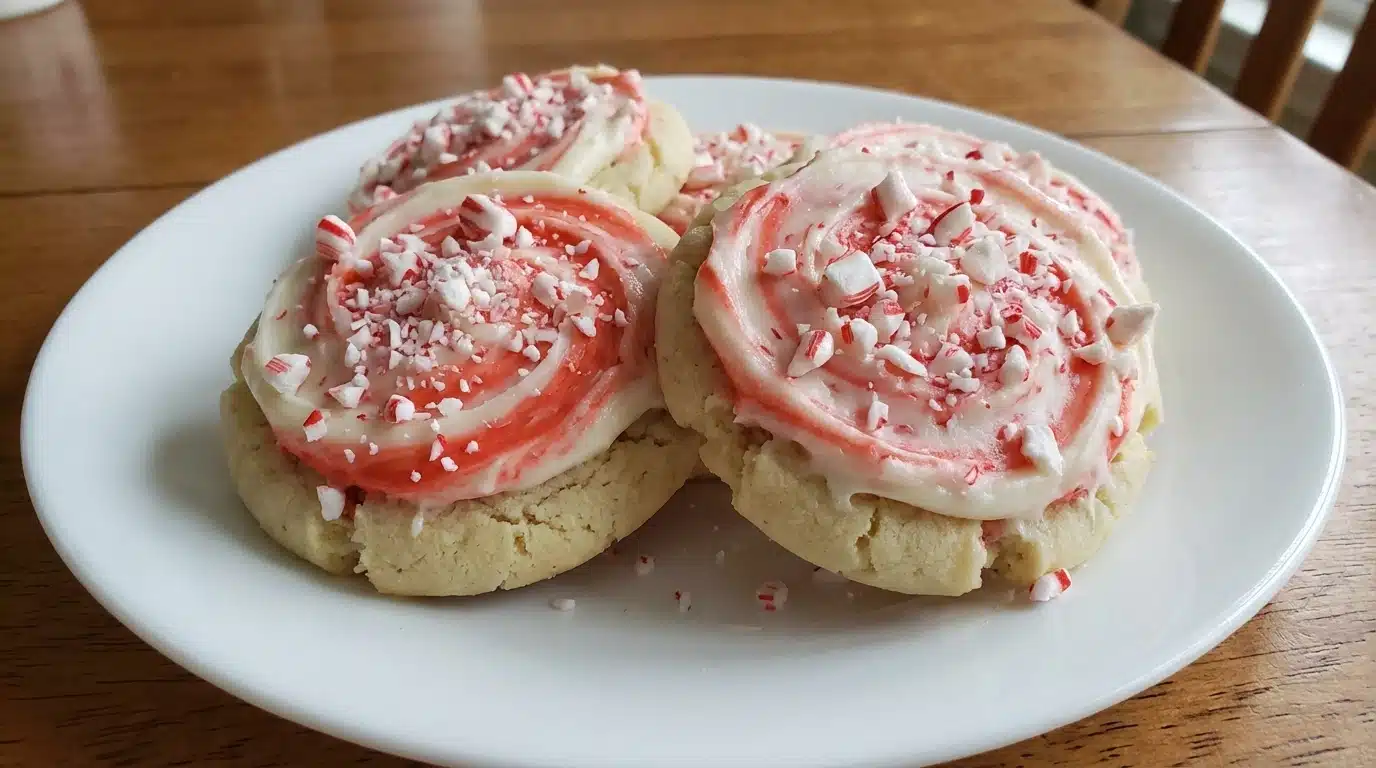 Candy Cane Frosted Cookies