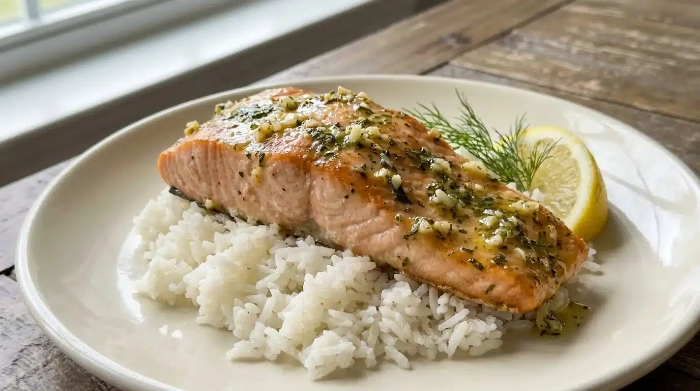 Baked Salmon with Rice