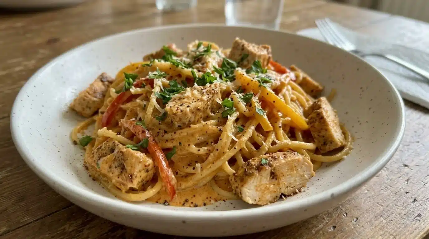 Bold Creamy Cajun Chicken Spaghetti