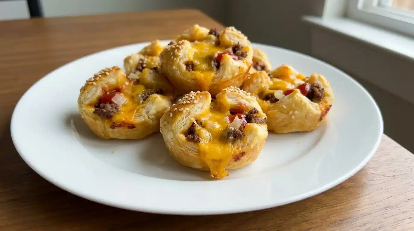 Cheeseburger Puff Pastry Bites: Flaky Flavor in Every Bite