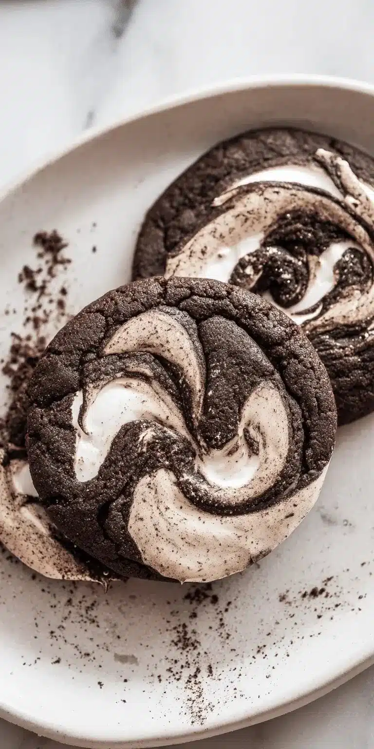 Delicious Chocolate Marshmallow Swirl Cookies on a plate