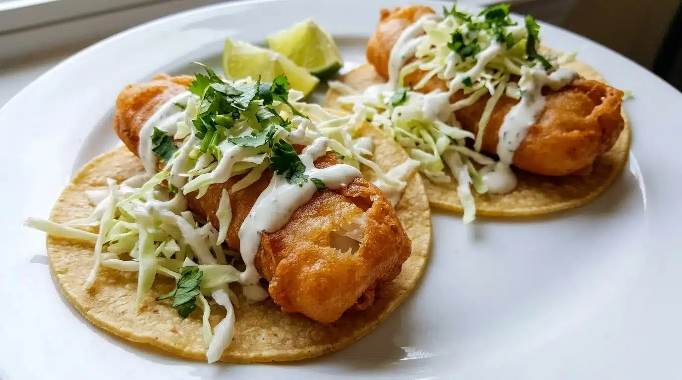 Crispy Beer Battered Fish Tacos