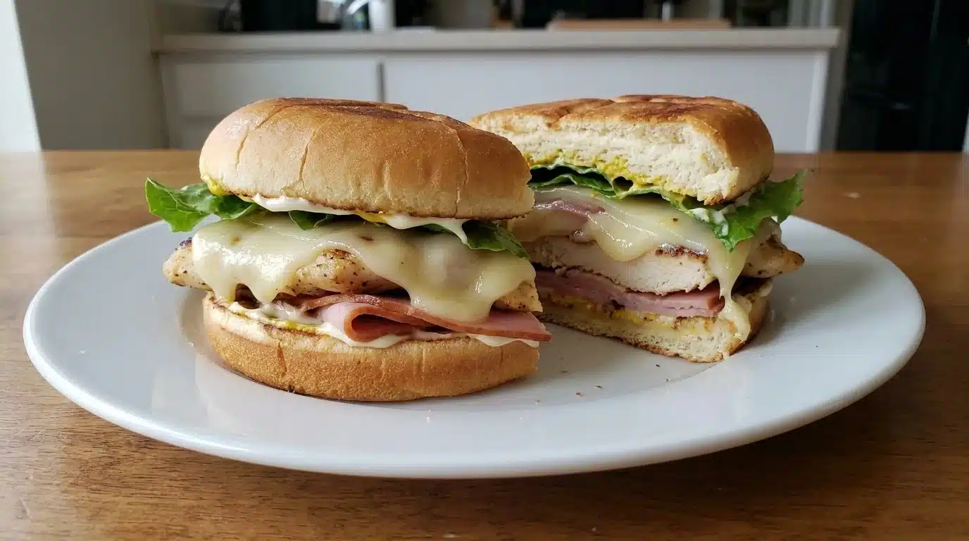 Easy Grilled Chicken Cordon Bleu Sandwich