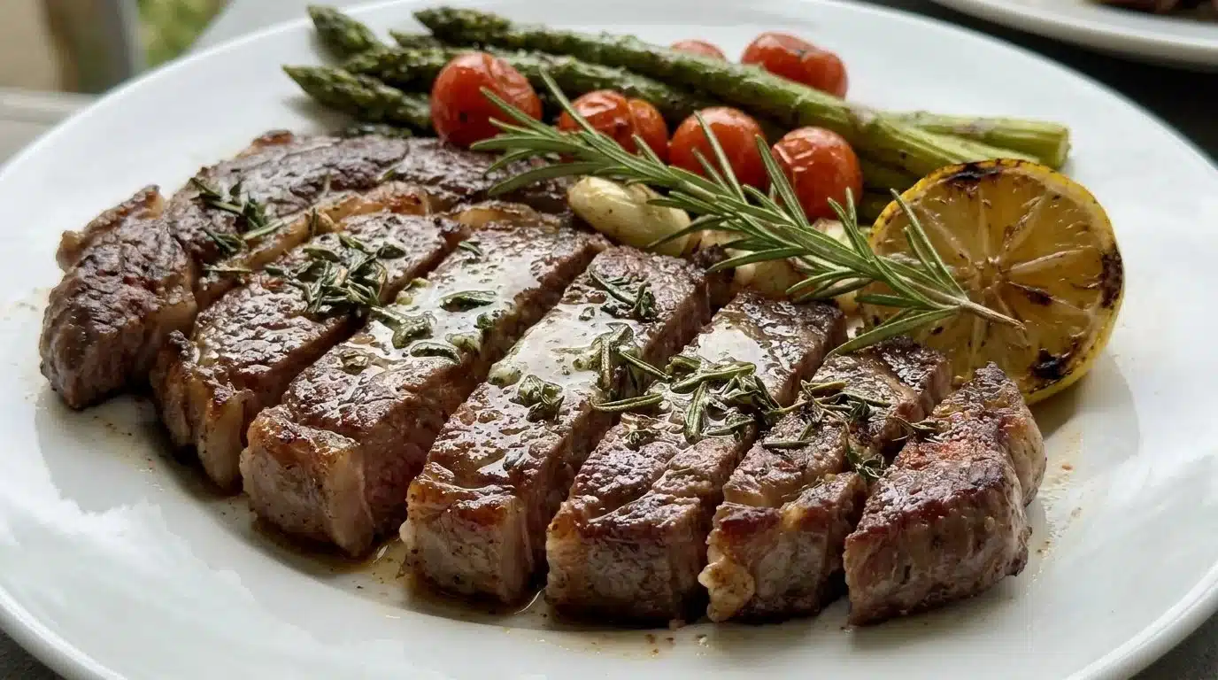 Grilled gourmet holiday dishes featuring vibrant ingredients and festive presentation.