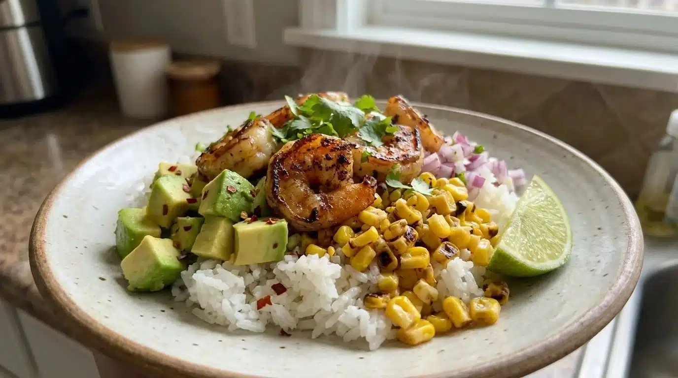 Grilled Shrimp Bowl with Avocado & Corn Salsa Bliss
