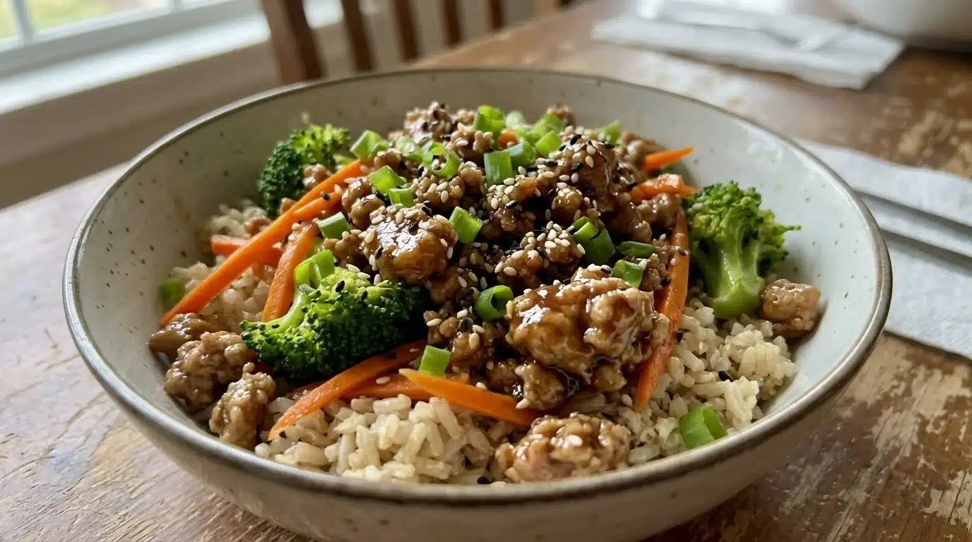 Healthy Teriyaki Turkey Rice Bowl