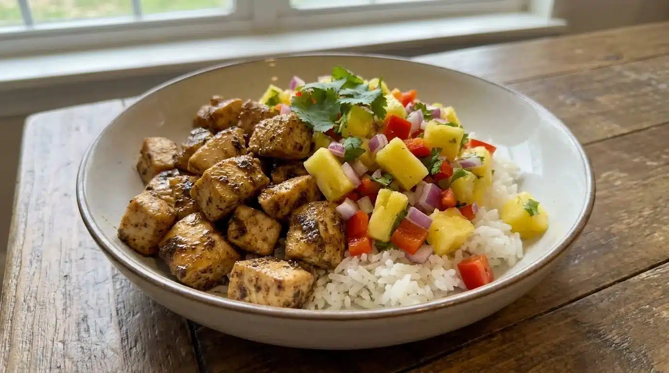 Jerk Chicken Bowl with Pineapple Salsa