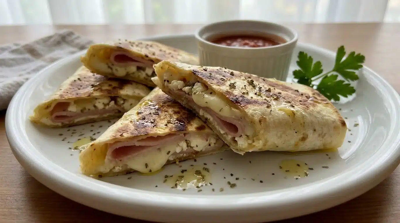 Grilled Feta and Ham Rolls