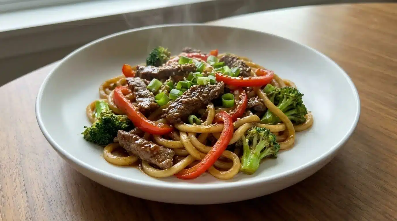 Spicy Beef Udon Stir-Fry