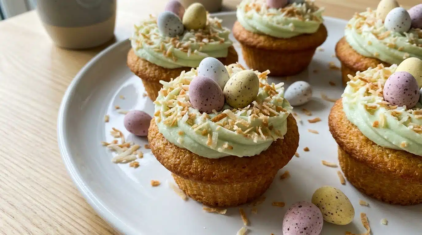 Coconut Nest Cupcakes with Chocolate Eggs