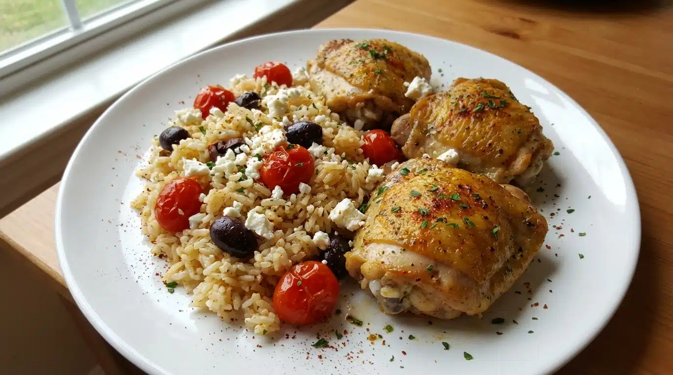 One Pan Mediterranean Chicken and Rice